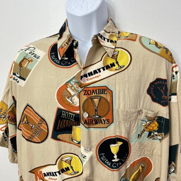 Vintage Tori Richard Hawaiian Cocktail Print Short Sleeve Shirt Size Large - Picture 2 of 9